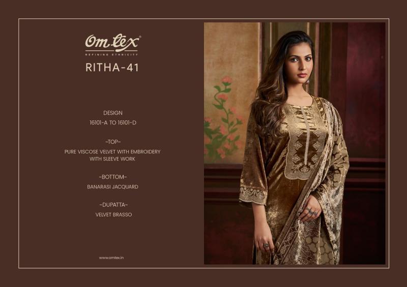 Omtex ritha vol 41 angelina cotton embroidered dress material wholesale